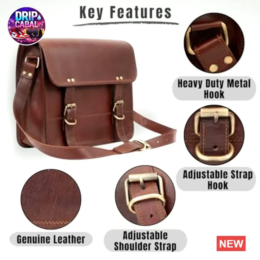 Genuine Leather Messenger Bag Vintage Satchel Crossbody Unisex